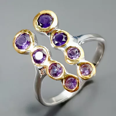 Unique Natural Amethyst Ring 925 Sterling Silver Size 8.5 /R346127 • $9.99