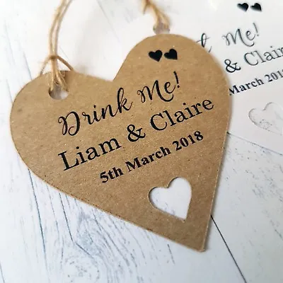 £4 • Buy Personalised Wedding Favour Tags Eat Me Or Drink Me Ivory/Cream, White, Kraft