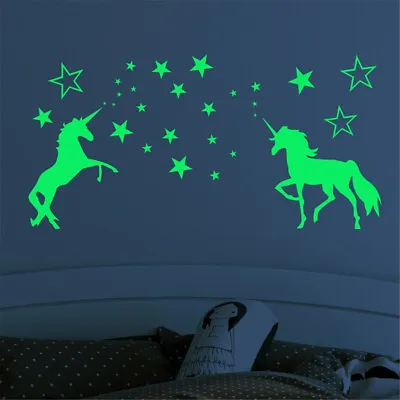 Luminous Unicorn Stars Glow In The Dark Wall Stickers Wall Decals Bedroom Decor • $5.05