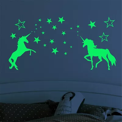 Luminous Unicorn Stars Glow In The Dark Wall Stickers Wall Decals Bedroom Decor • $5.05