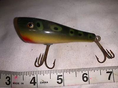 Heddon ? Early Tadpole Frog Wooden Fishing Lure Glass Eyes Usa Antique Fish Bait • $19.99