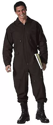 Mens Rothco Black Flightsuit Coverall Army Jumbers Sizes S M L Xl 2x 3x 4x 5x 6x • $63.99