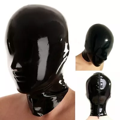 Latex Hood Full Enclosure Rubber Mask Back Zipper For Catsuit Club Wear Costume • $39.58