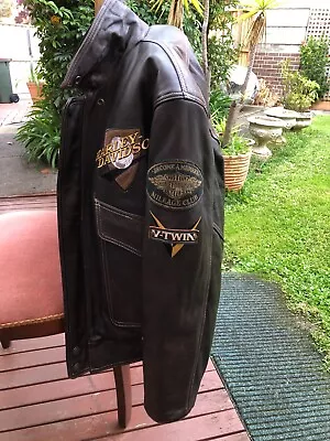 Harley Davidson Dark Brown Leather Jacket Medium Lined Hand Stitching As New • $800