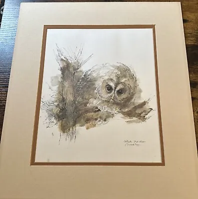 Print Of TAWNY OWL By MADS STAGE SIGNED 1970s • $30