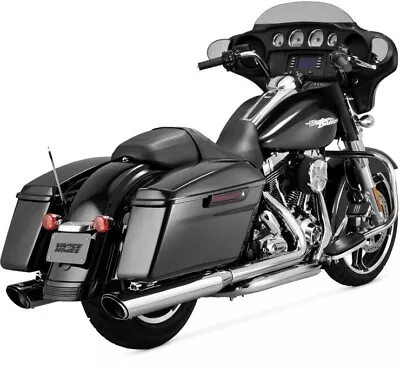 Vance & Hines Twin Slash Round Slip-on Mufflers Chrome 4  Harley 95-2016 Touring • $499.99