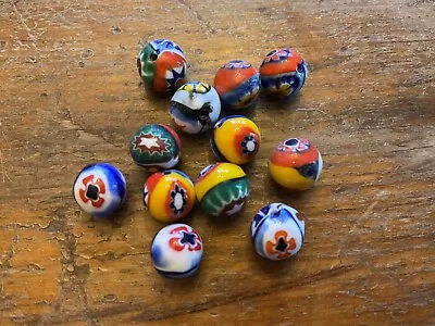 Vintage Italy Murano Venetian Millefiori Glass Loose Beads 12 Total • $18