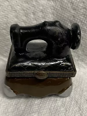Porcelain Hinged Trinket Box Sewing Machine Vintage • $7.99