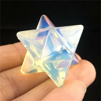 £8.25 • Buy 1pc AA++Carved Opalite Merkaba Star Quartz Crystal Pendant Reiki Healing