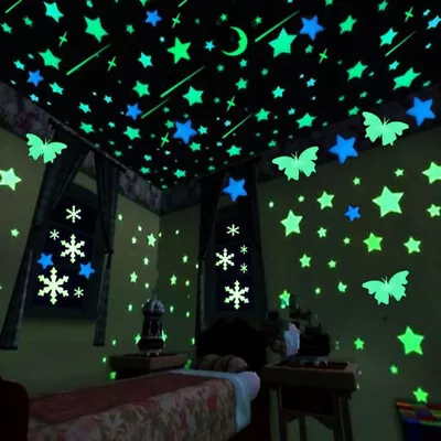 3D Glow In The Dark Wall Stickers Luminous Stars Moon Child Room Ceiling Decor • $2.39