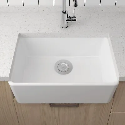 MEJE Ceramic 60CM Small Farmhouse Kitchen Sink  Laundry Sink - White • £186.24