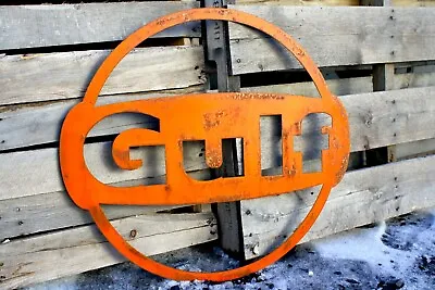 Vintage Orange/Rusted Patina Gulf Petroleum Plasma Wall Art Vintage Gas Station • $48.95