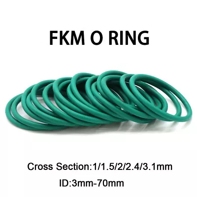 FKM O Ring Fluorine Rubber Seal Gasket Cross Section 1/1.5/2/2.4/3.1mm ID 3-70mm • £1.96