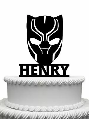 Personalised Marvel Black Panther Mask Gloss Acrylic Cake Topper  • £9.99