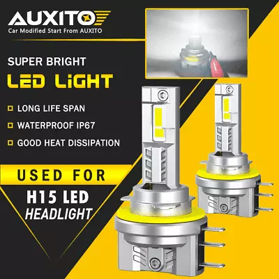 AUXITO H15 LED Headlight Bulbs High Low Beam DRL 6500K Brighter White Lamp 2x EA • $37.04