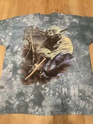 Vintage 1997 Star Wars Empire Strikes Back YODA T-shirt Tie-dye XL NWOT Blue • $159.99