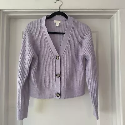 H And M Cardigan Womans S Small Purple Lilac Knit Long Sleeve Grandma V Neck  • $14.99