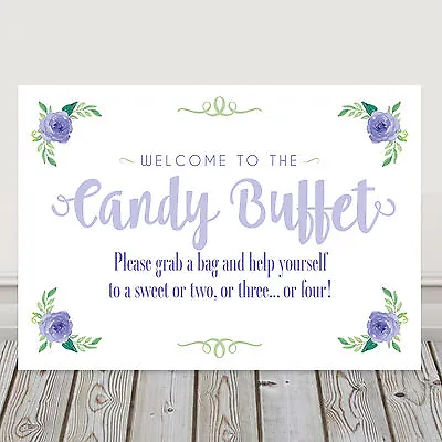 £4.40 • Buy Lilac And Green Candy Buffet Sweet Table Sign For Weddings BUY 2 GET 1 FREE (L8)