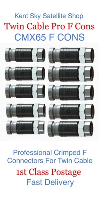 £4.99 • Buy F Type Twin Shotgun Cable Cmx65 Compression F Connectors Wf65 CT63🇬🇧🇬🇧