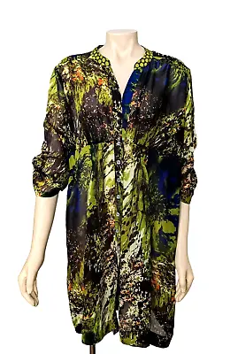 $79 • Buy Verge Lust Tunic Dress | Amazing Colours Roll Tab Sleeves Lightweight | Size 16