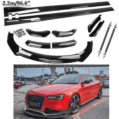 Front Bumper Lip Spoiler Kit +86.6  Car Side Skirt For Audi A5 A6 A7 A8 V+ • $99.99