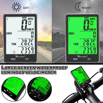 Mountain Road Bicycle Wireless Code Table Large Screen Waterproof Speedometer • $49.98