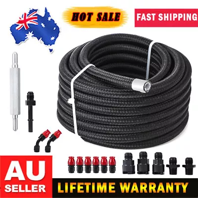 AN6 6AN PTFE LS Swap EFI Fuel Line Fitting Kit E85 Nylon Braided Fuel Hose 25FT • $123.99