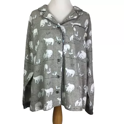 Munki Munki Womens Polar Bear Pajama Top Size XL Gray Fleece Cozy Warm New • $18.98