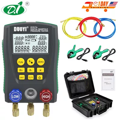 Digital Refrigeration HVAC Vacuum Pressure Temperature Tester Manifold Gauge Kit • $169