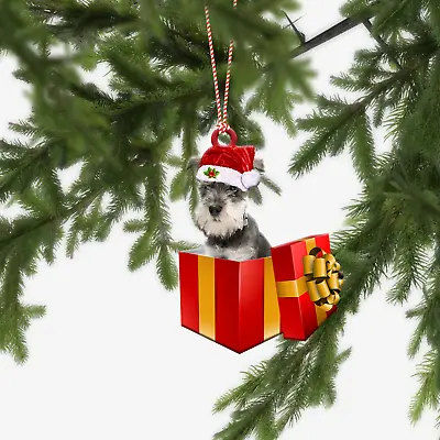 Miniature Schnauzer Dog Merry Christmas Ornament Schnauzer Dog Santa Xmas • $19.99