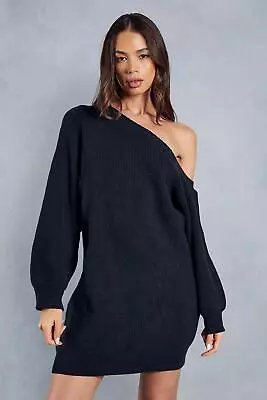 MISSPAP Knitted Oversized Off The Shoulder Jumper Dress • £22