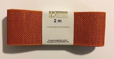 100% Linen Ribbon - 2m X 40mm - Ochre Orange - Eco - Naturally Biodegradable • £2.25