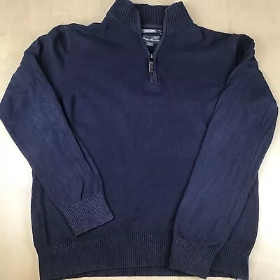 Eddie Bauer Mens Medium Cotton Cashmere Quarter Zip Sweater Blue • $19