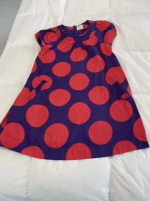 Mini Boden Girls Lined Dress Size 6 Red And Purple Polka Dot • $17.99