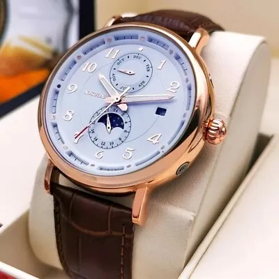 AOKULASIC Mechanical Automatic Men's Watch Moon Phase 3Bar Day Date Sports • $49.99