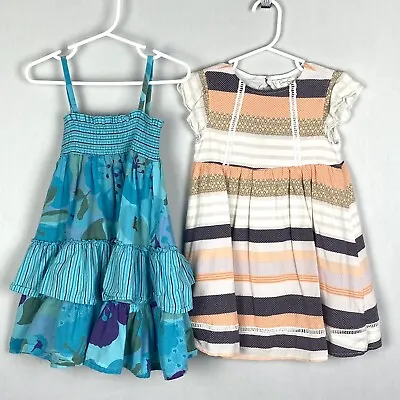 Naartjie & Jessica Simpson Little Girls Dress LOT OF 2 Size 4 Blue Peach Summer  • $17.99