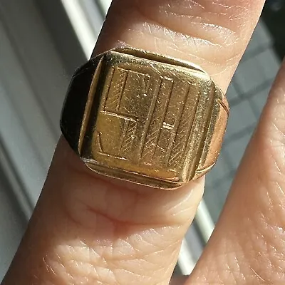 Vintage 14k Gold Signet Thick Ring 7.32 G • $400