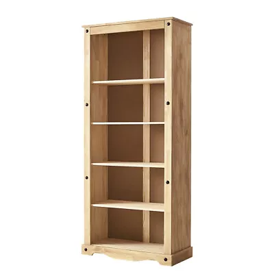 Panana Solid Wood Pine Large Bookcase Tall 5 Shelf Display Shelves Unit • £99.99