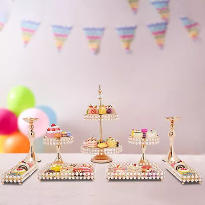 9 Set Cake Stand Dessert Decor Gold Wedding Party Cupcake Display Plates Tower • $117.80