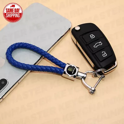 Blue Weave Calf Leather Monster Logo Car Home Key Chain Ring Gift Decoration • $12.99