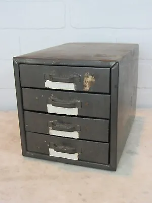 Vtg FILE Chest Metal Small Parts Cabinet 4 Drawer Machinist Box Grey • $48.95