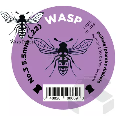 Wasp Pellets No3 Purple Domed Tin Of 250 - 5.5mm .22 Cal • £10.99