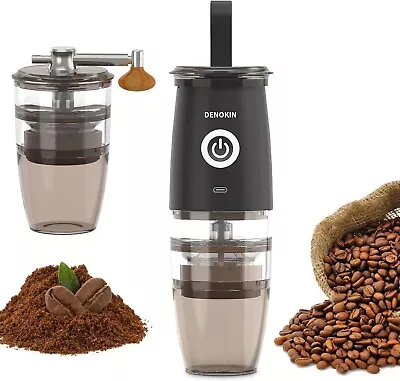 Burr Coffee GrinderCafe Bean Grind Mill Electric/Manual 2-in-1 USB Rechargabl • $88.99