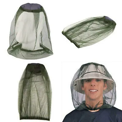 Elastic Midge Mosquito Head Net Hat Insect Fly Mesh Face Protect Travel Camping • £2.65