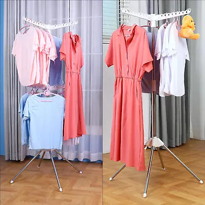 Portable Wooden Clothes Airer Indoor Laundry Clothes Drying Rack Vertical Dryer • $75.86