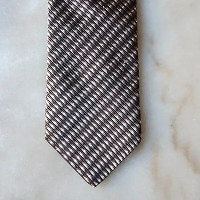 Hugo Boss Tie Brown Black Striped Men's Silk Classic Italian Necktie • $14.99