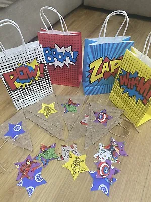 Superhero Bunting Gift Party Handmade Marvel Birthday Christmas Bedroom Children • £5.99