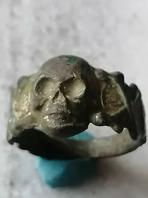 Rare Georgian  Memento Mori Skull And Bones Bronze Mourning Ring US-11 • $380