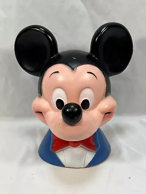 Vintage 1971 MICKEY MOUSE Head Bust Plastic Coin Piggy Bank 10  Tall • $35.99