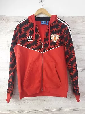 ADIDAS MANCHESTER UNITED  RED DEVILS  FULL ZIPP HOODIE IN SIZE S Small Red Man U • £149.99